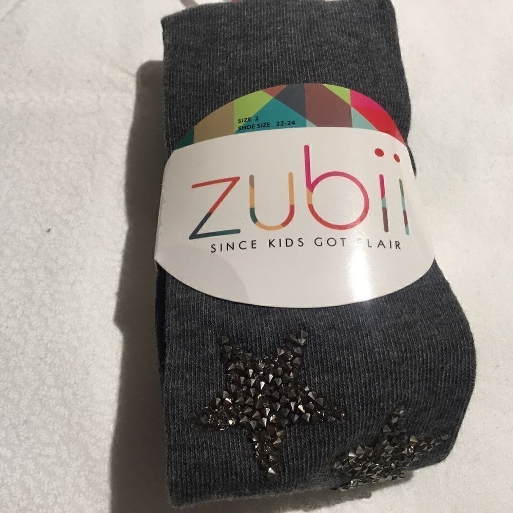SALE. BUY 3/$10. NWT. Girls Tights Sz. 2. Grey w/Stars